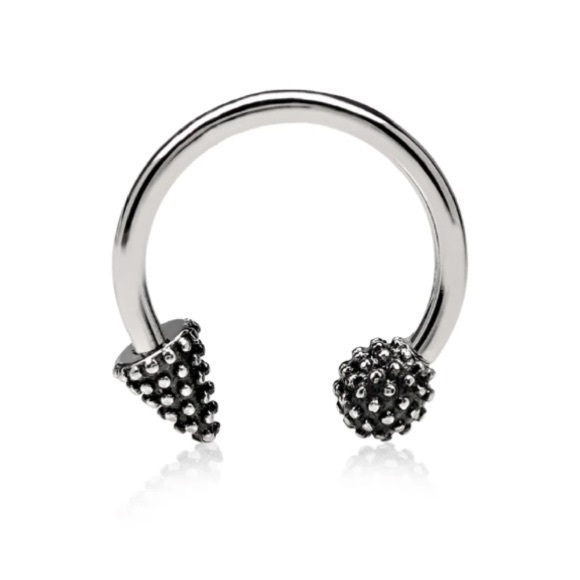 Stainless Steel Textured Circular Barbell - Picture 1 of 3